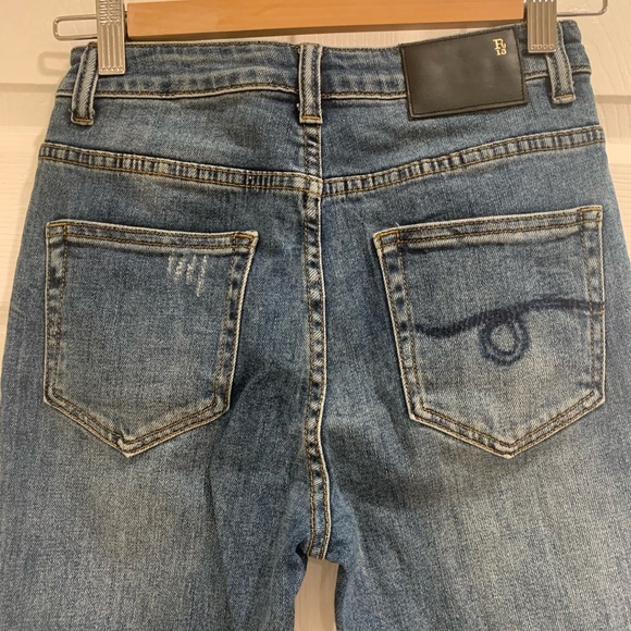 R13 Distressed Hem High Waist Crop Denim Jeans - Picture 7 of 15